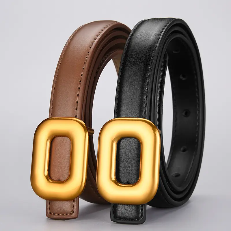 Women Genuine Leather Belt with Gold Buckle - Image 6