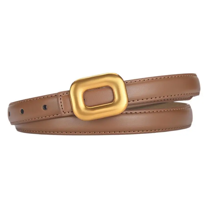 Women Genuine Leather Belt with Gold Buckle - Image 8