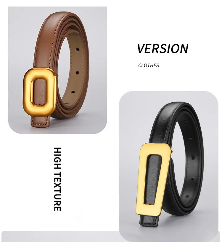 Women Genuine Leather Belt with Gold Buckle — feature 15