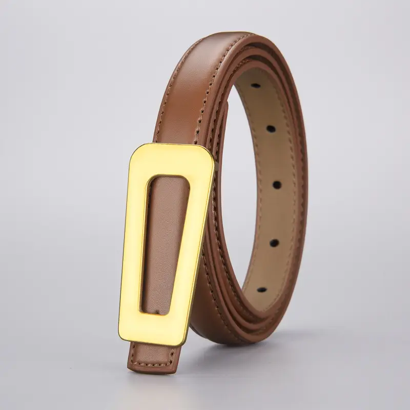Women Genuine Leather Belt with Gold Buckle - Image 2