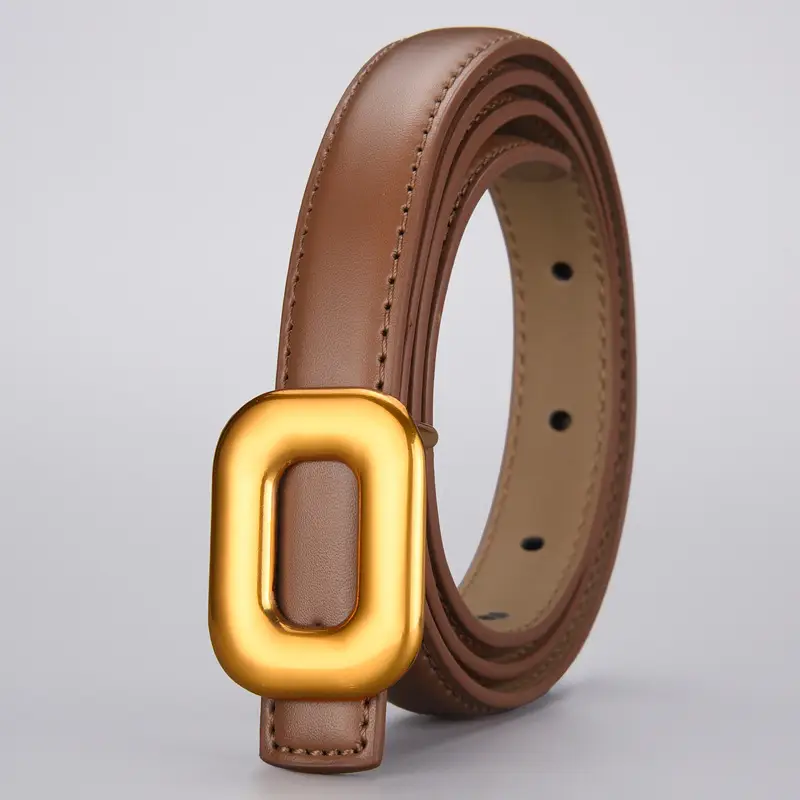 Women Genuine Leather Belt with Gold Buckle - Image 4