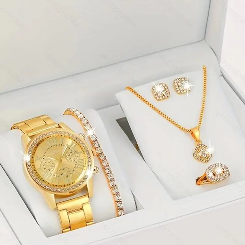 5pcs Set Women's Steel Band Quartz Watch Set - Image 16