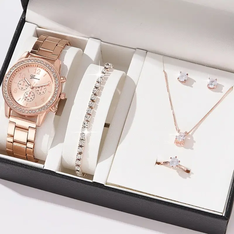 5pcs Set Women's Steel Band Quartz Watch Set - Image 2