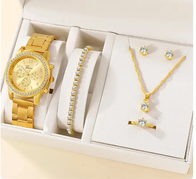 5pcs Set Women's Steel Band Quartz Watch Set - Image 3