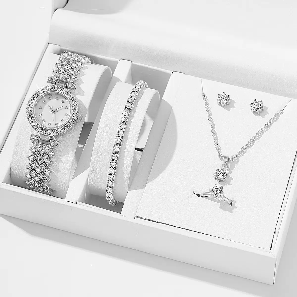 5pcs Set Women's Steel Band Quartz Watch Set - Image 4