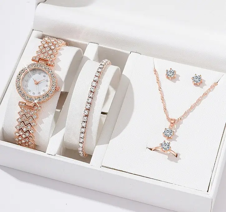 5pcs Set Women's Steel Band Quartz Watch Set - Image 5