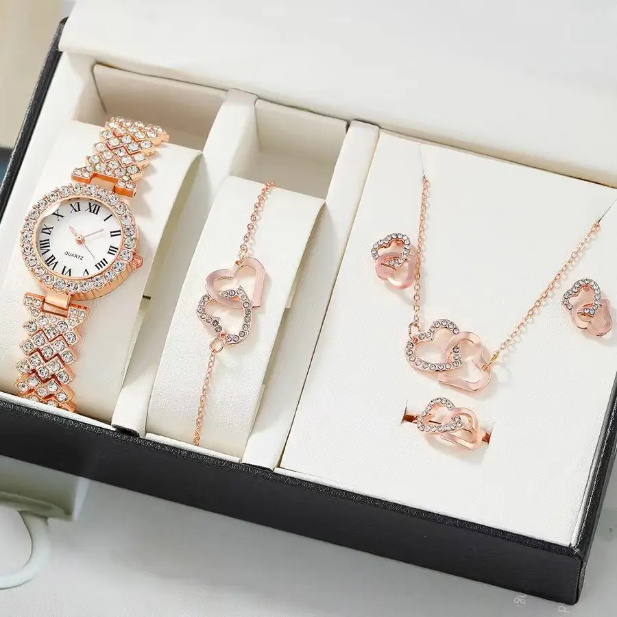 5pcs Set Women's Steel Band Quartz Watch Set - Image 8