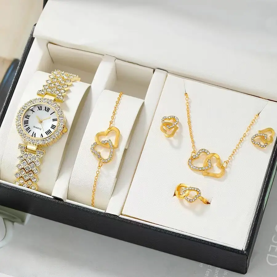 5pcs Set Women's Steel Band Quartz Watch Set - Image 9