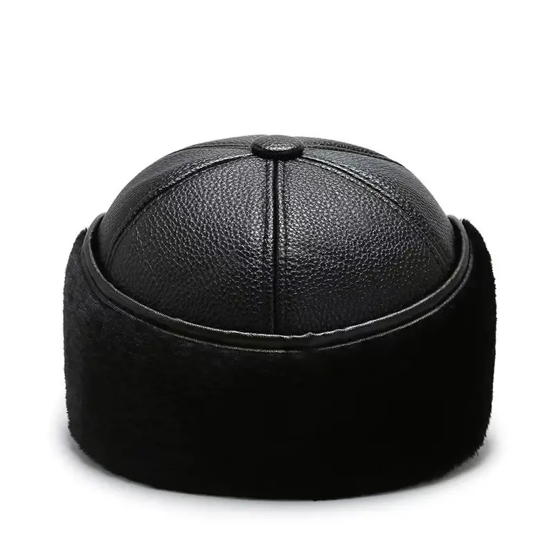 Winter Leather Fleece Cap for Men Windproof Warm - Image 6