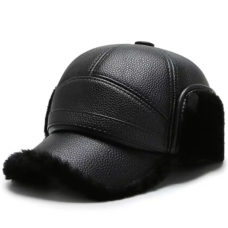 Winter Leather Fleece Cap for Men Windproof Warm - Image 8