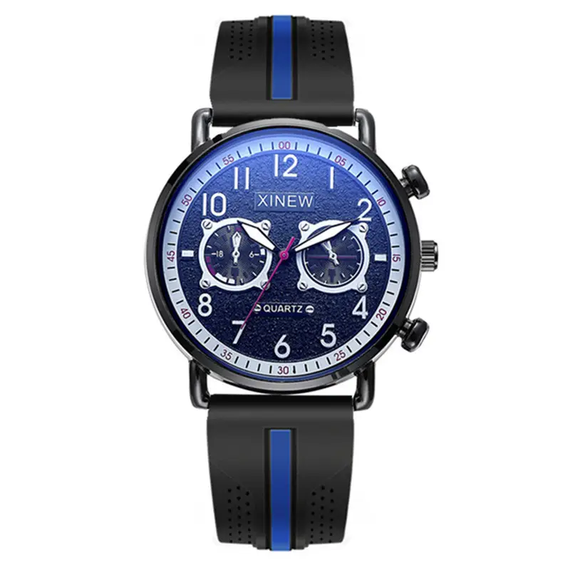Men Xinew Blue Silicone Quartz Watch - Image 5