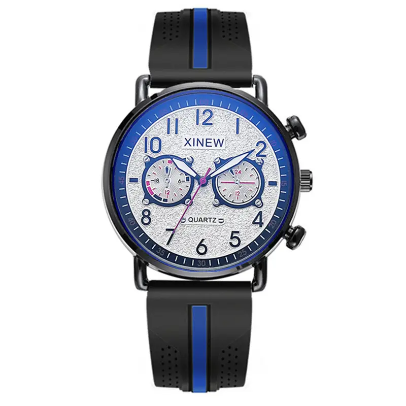 Men Xinew Blue Silicone Quartz Watch - Image 6