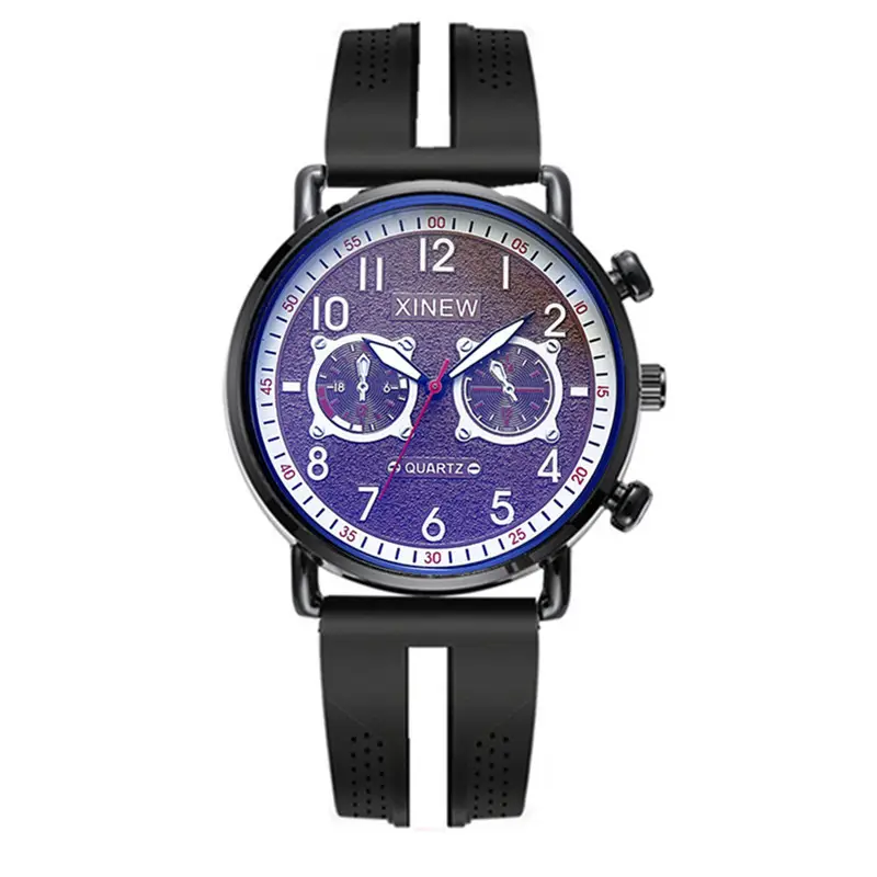 Men Xinew Blue Silicone Quartz Watch - Image 3