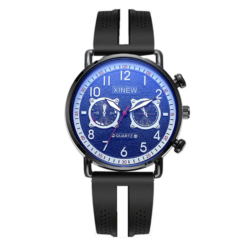 Men Xinew Blue Silicone Quartz Watch - Image 4