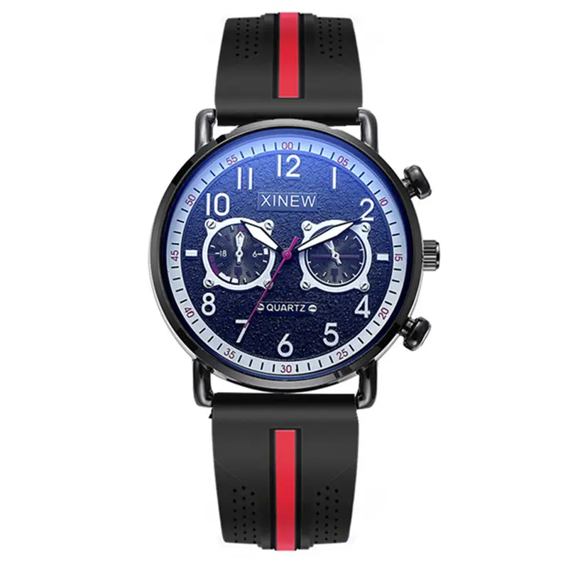 Men Xinew Blue Silicone Quartz Watch - Image 9