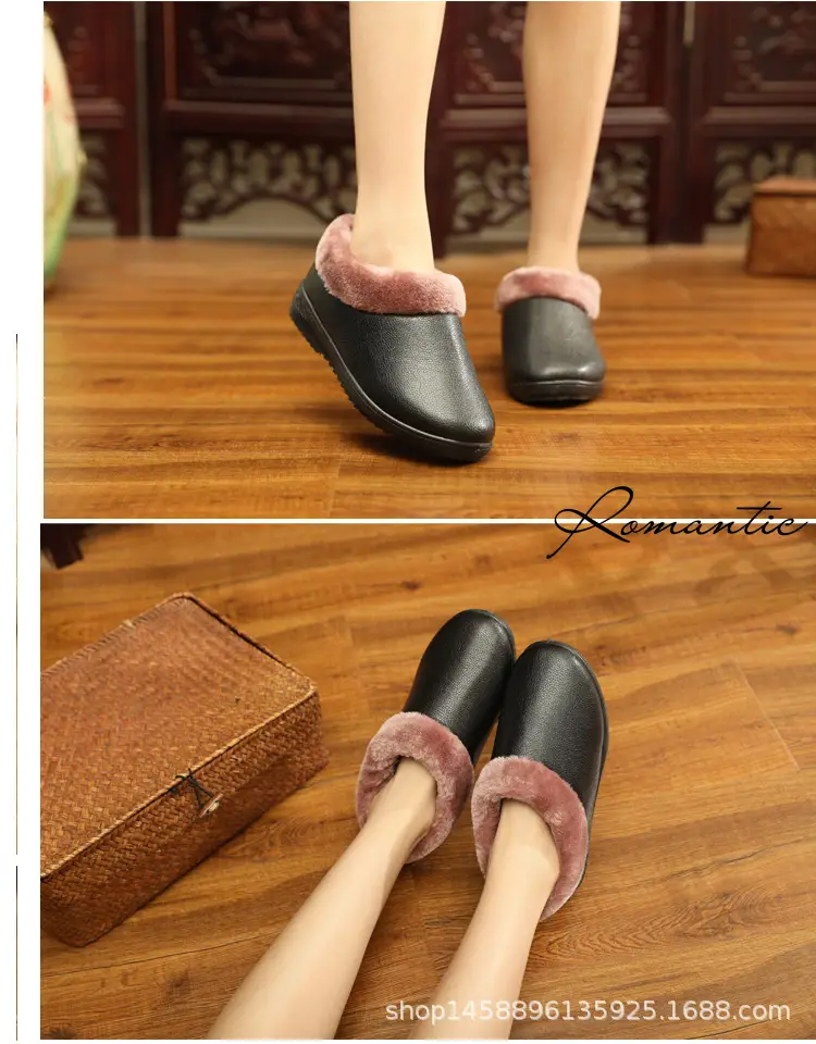2026 New Winter Old Beijing Cloth Shoes for Women, Thickened Waterproof Cotton Boots with Leather Surface, Casual Shoes for Middle-Aged and Elderly Mothers β feature 13