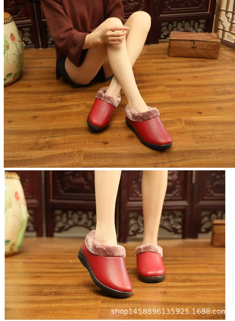 2026 New Winter Old Beijing Cloth Shoes for Women, Thickened Waterproof Cotton Boots with Leather Surface, Casual Shoes for Middle-Aged and Elderly Mothers β feature 7