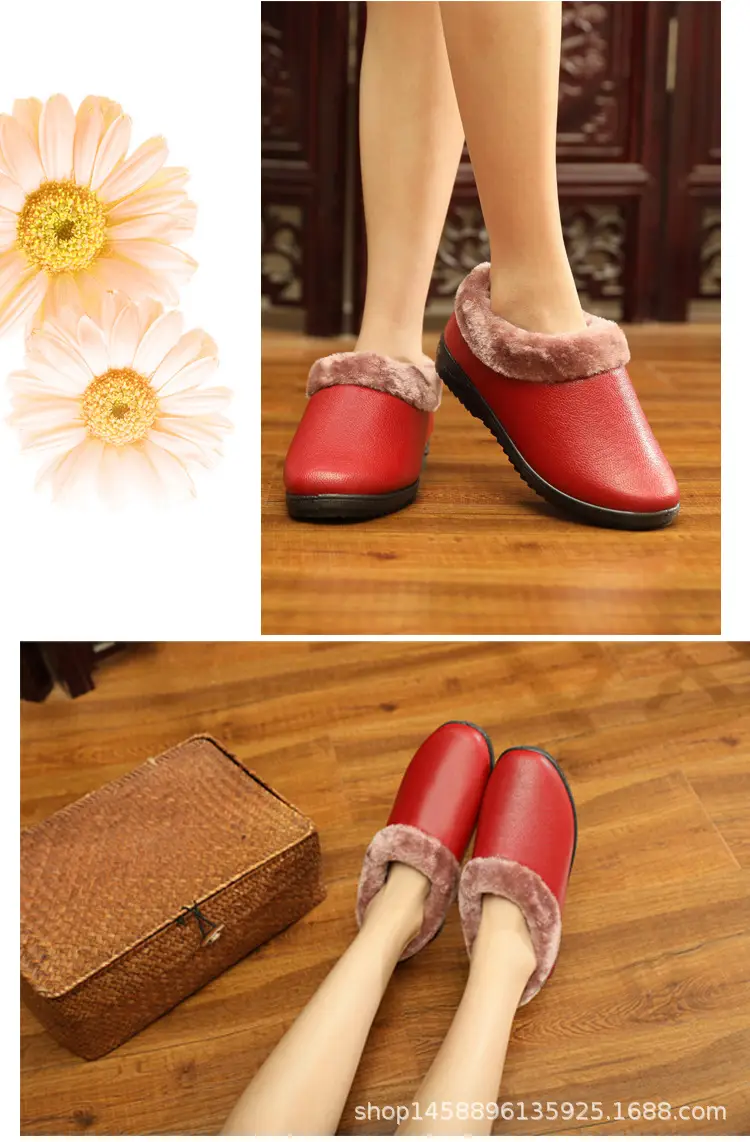 2026 New Winter Old Beijing Cloth Shoes for Women, Thickened Waterproof Cotton Boots with Leather Surface, Casual Shoes for Middle-Aged and Elderly Mothers β feature 8