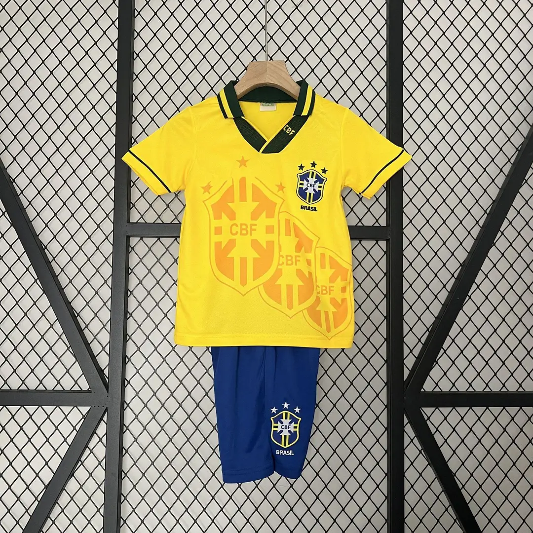 Vintage Football Clothes Children's Wear Brazil Barcelona Santos Man Arsenal Real Madrid AC Short Sleeve suit Club Jersey
