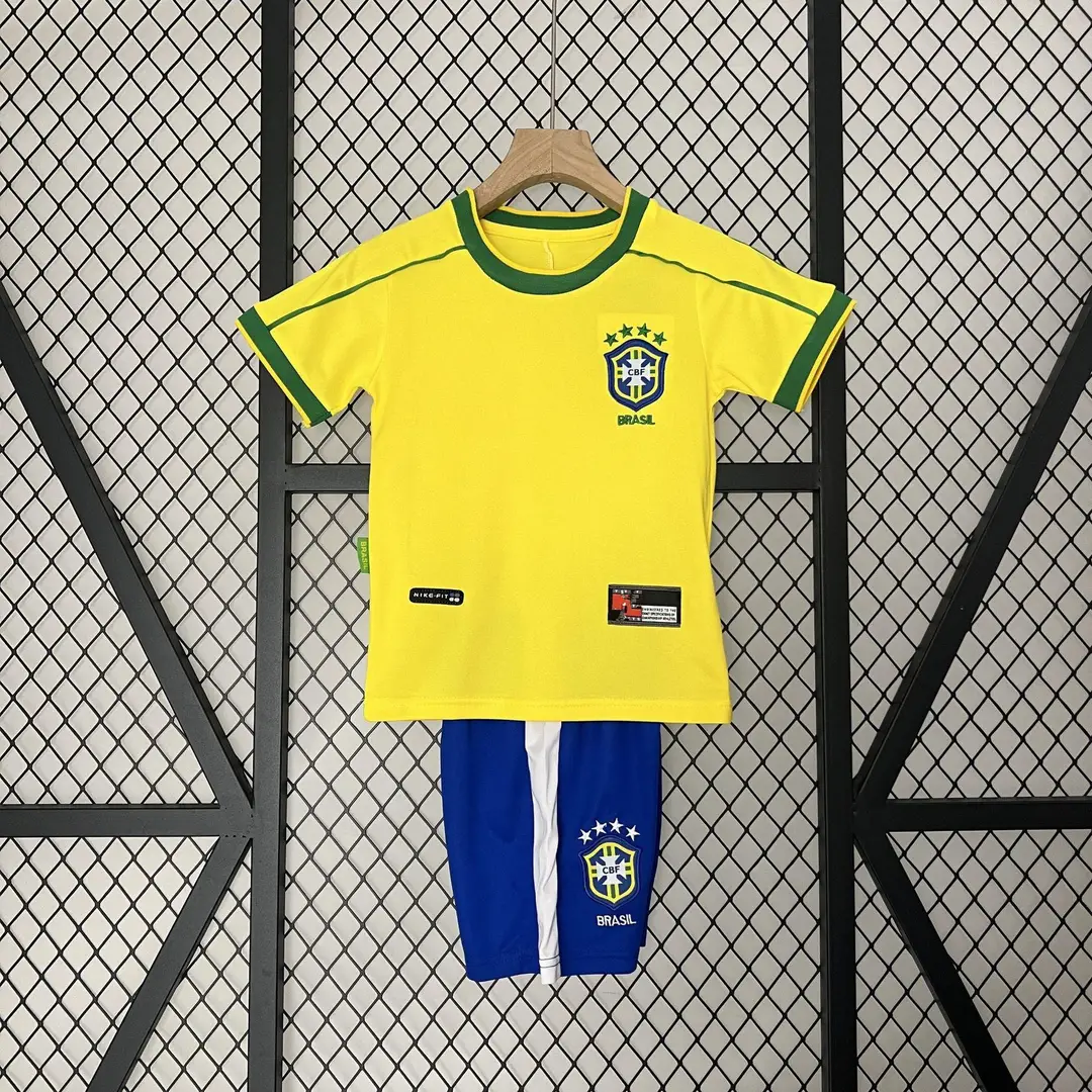 Vintage Football Clothes Children's Wear Brazil Barcelona Santos Man Arsenal Real Madrid AC Short Sleeve suit Club Jersey