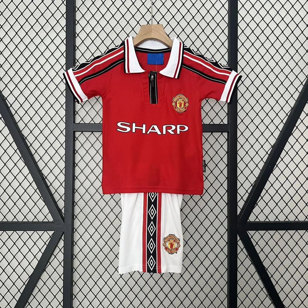 Vintage Football Clothes Children's Wear Brazil Barcelona Santos Man Arsenal Real Madrid AC Short Sleeve suit Club Jersey