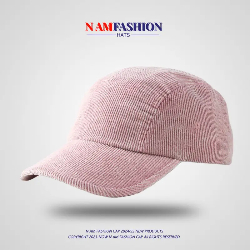 Women Pink Corduroy Winter Cap Baseball Hat - Image 4