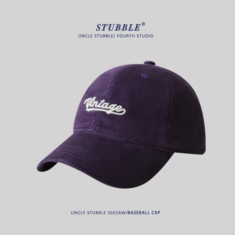 Korean Style Letter Embroidered Warm Corduroy Cap - Image 9