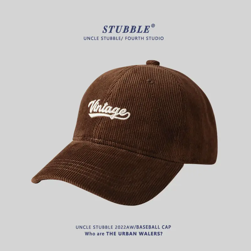 Korean Style Letter Embroidered Warm Corduroy Cap - Image 6