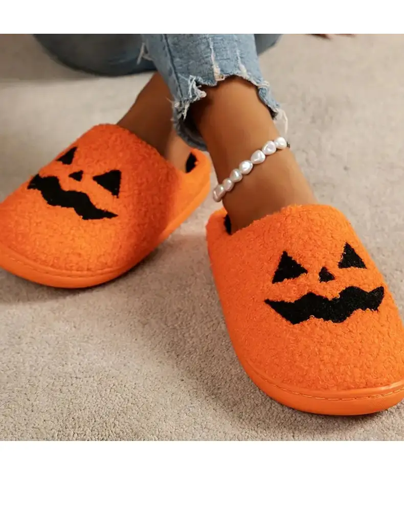 Cross-border e-commerce pumpkin Korean autumn and winter men and women couples cotton slippers home indoor cute thick-soled cartoon non-slip — feature 11
