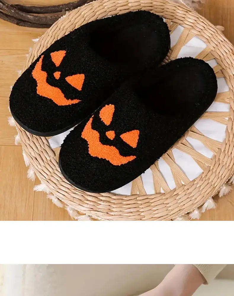 Cross-border e-commerce pumpkin Korean autumn and winter men and women couples cotton slippers home indoor cute thick-soled cartoon non-slip — feature 13