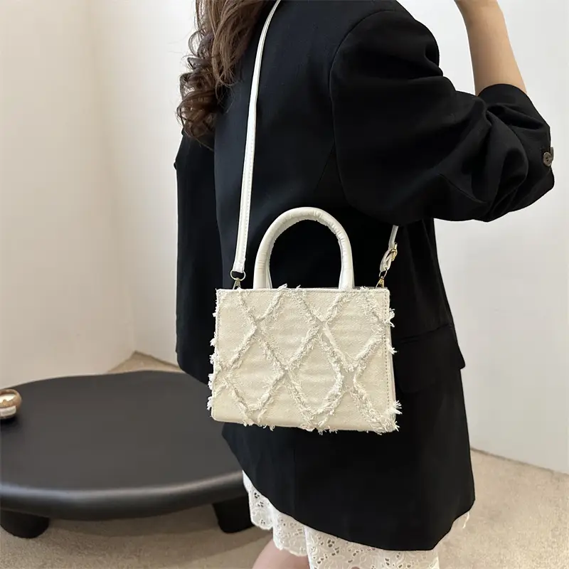 2025 Trendy White Square Satchel Bag with Detachable Strap - Image 5