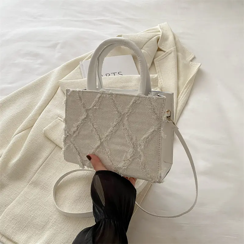 2025 Trendy White Square Satchel Bag with Detachable Strap - Image 3