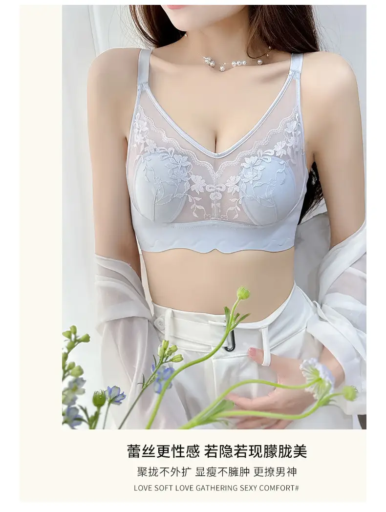 Ultra-Thin Lace Cup Underwear Women's Rabbit Ears Crystal Cup — feature 18