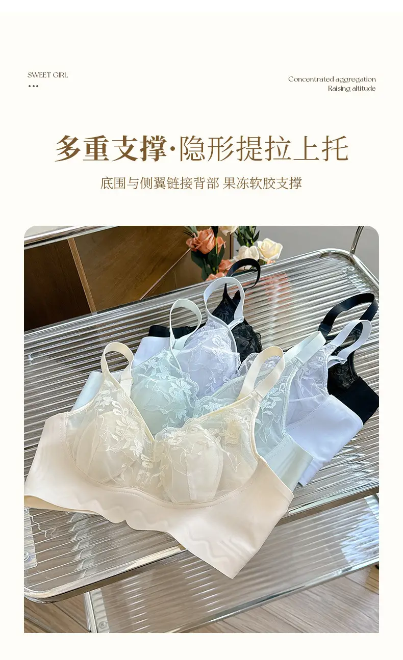 Ultra-Thin Lace Cup Underwear Women's Rabbit Ears Crystal Cup — feature 4