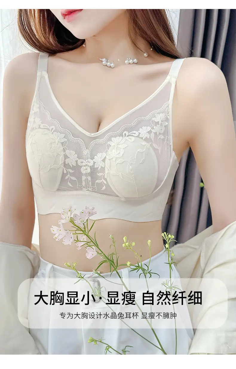 Ultra-Thin Lace Cup Underwear Women's Rabbit Ears Crystal Cup — feature 6