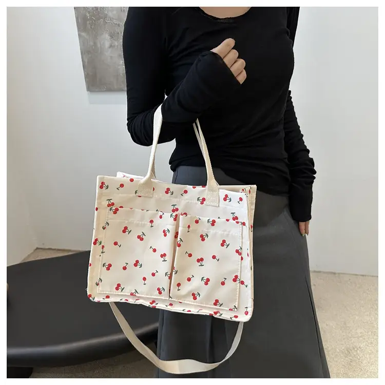 Japanese Ins Niche Design Large Capacity Student Women's Shoulder Hand Bag Mends Bag Canvas Tote Bag — feature 10