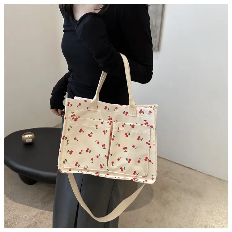 Japanese Ins Niche Design Large Capacity Student Women's Shoulder Hand Bag Mends Bag Canvas Tote Bag — feature 11