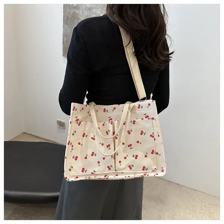 Japanese Ins Niche Design Large Capacity Student Women's Shoulder Hand Bag Mends Bag Canvas Tote Bag — feature 12