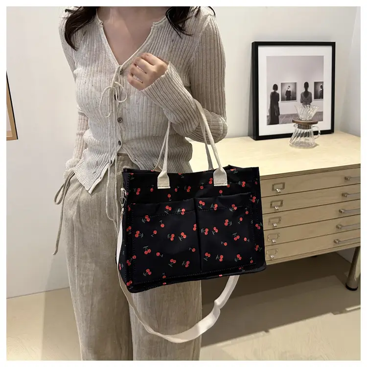 Japanese Ins Niche Design Large Capacity Student Women's Shoulder Hand Bag Mends Bag Canvas Tote Bag — feature 19