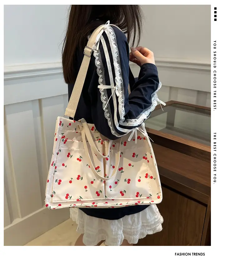 Japanese Ins Niche Design Large Capacity Student Women's Shoulder Hand Bag Mends Bag Canvas Tote Bag — feature 2