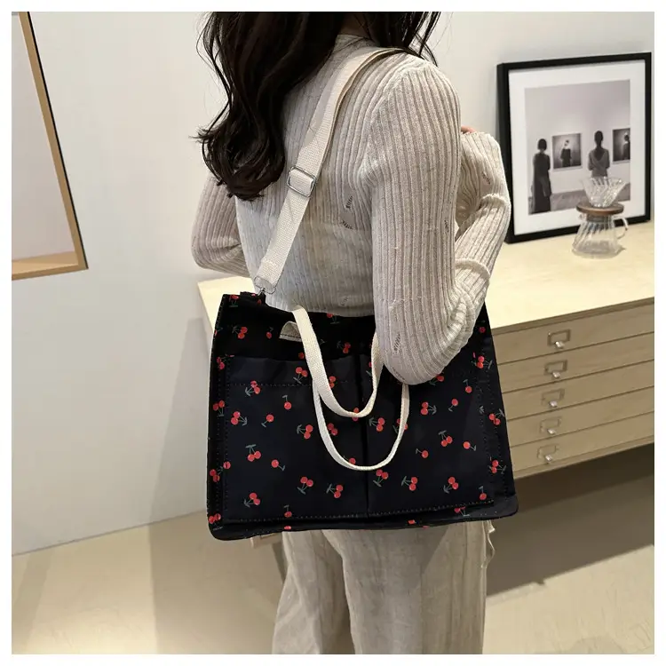 Japanese Ins Niche Design Large Capacity Student Women's Shoulder Hand Bag Mends Bag Canvas Tote Bag — feature 21