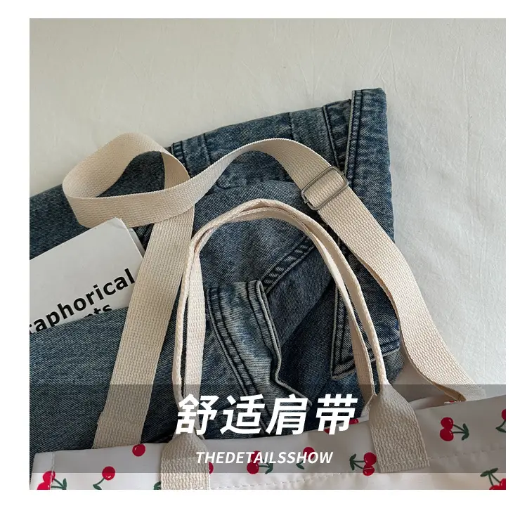 Japanese Ins Niche Design Large Capacity Student Women's Shoulder Hand Bag Mends Bag Canvas Tote Bag — feature 6