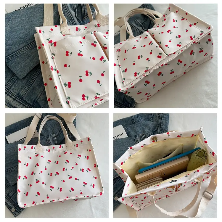 Japanese Ins Niche Design Large Capacity Student Women's Shoulder Hand Bag Mends Bag Canvas Tote Bag — feature 9