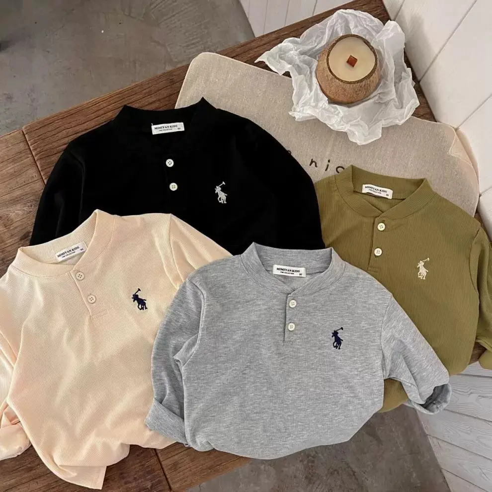 Ningli Boys Long Sleeve T-Shirt White Black K-Style Print — feature 18