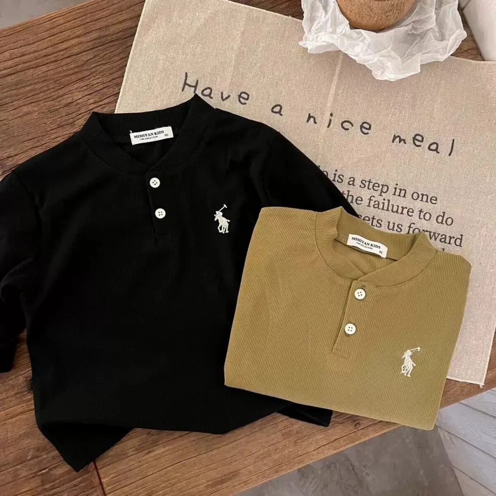 Ningli Boys Long Sleeve T-Shirt White Black K-Style Print — feature 23