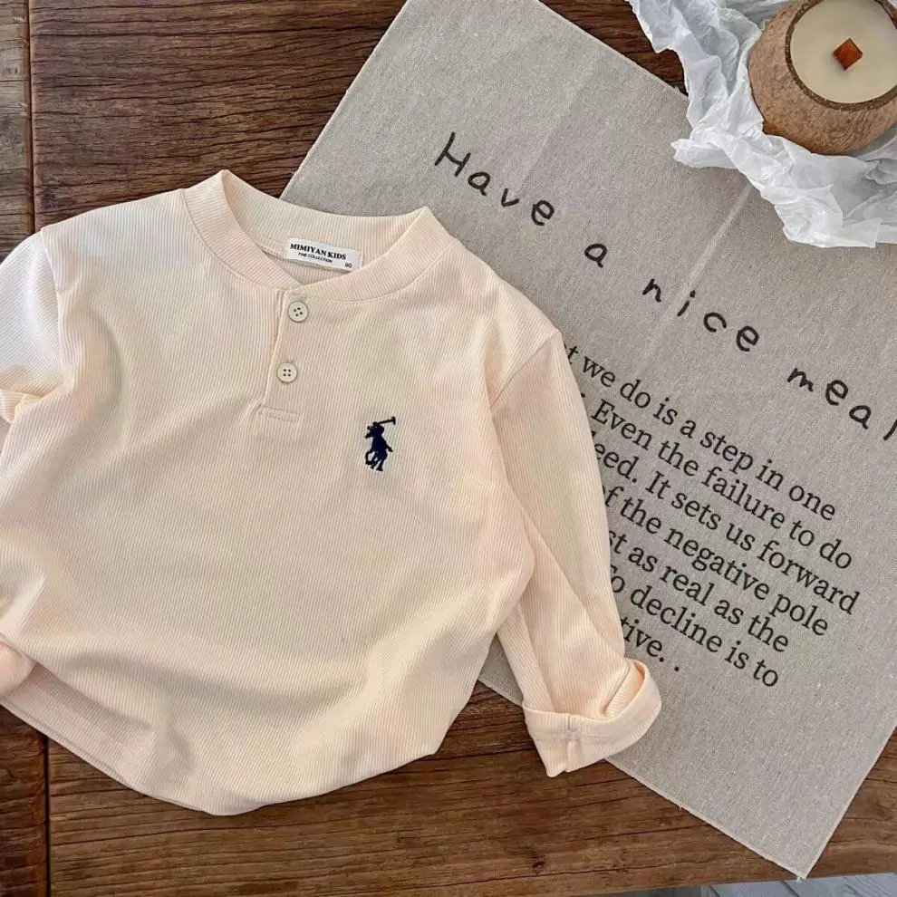 Ningli Boys Long Sleeve T-Shirt White Black K-Style Print