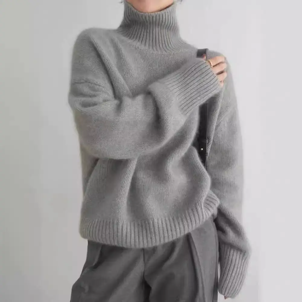 European Sweater 2025 Autumn and Winter New High Collar Loose Versatile Knitted Pullover Lazy Style Inner Wear Outer Bottoming Shirt