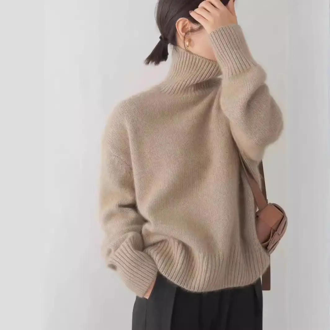 European Sweater 2025 Autumn and Winter New High Collar Loose Versatile Knitted Pullover Lazy Style Inner Wear Outer Bottoming Shirt