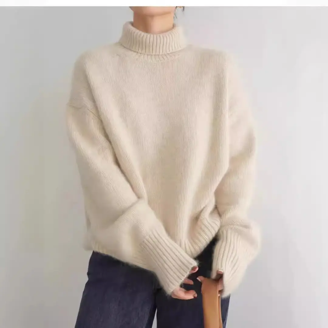 European Sweater 2025 Autumn and Winter New High Collar Loose Versatile Knitted Pullover Lazy Style Inner Wear Outer Bottoming Shirt