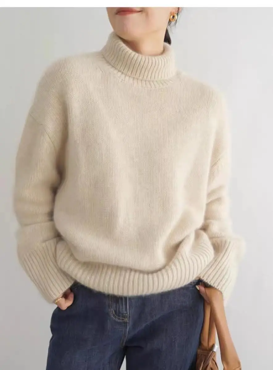 European Sweater 2025 Autumn and Winter New High Collar Loose Versatile Knitted Pullover Lazy Style Inner Wear Outer Bottoming Shirt — feature 11